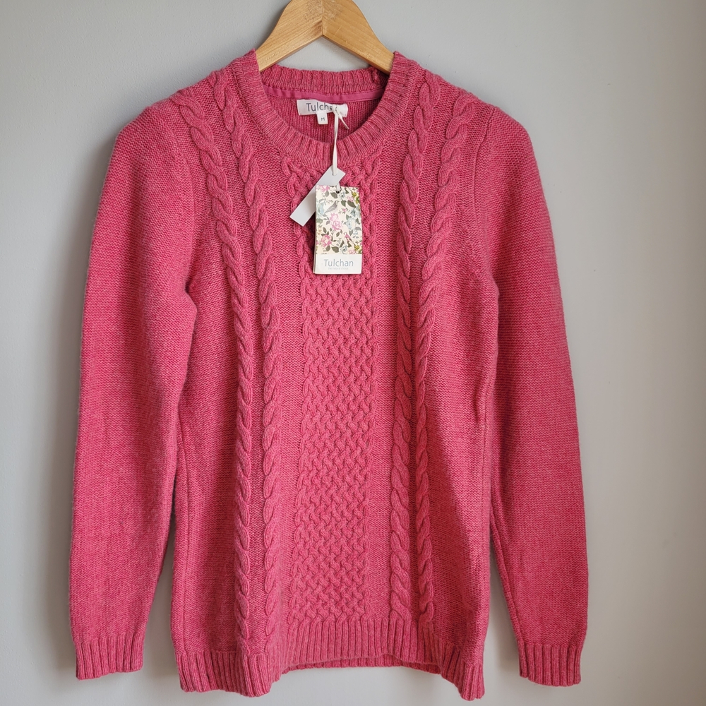 Women's Pink Cable Knit Sweater M But Fits Like XS/S